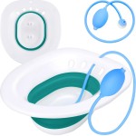 Pochik Sitz Bath for Toilet Seat Hemorrhoids and Postpartum Care, Yoni Steam Seat, Perineal Soaking, Collapsible, Flusher Hose, Drain Holes, Wider Seating Area - Green