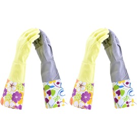 Household Gloves - Latex-Free, Waterproof, Long Cuff, Soft Lining Non-Slip, Adjustable Strap, Multi-Layer Protection, Flexible, Durable, Chemical-Resistant, Reusable for Cleaning (4 Pair)