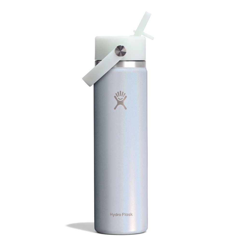 Hydro Flask Water Bottle - Insulated Stainless Steel - Wide Straw Lid, Non-Spill, Leakproof in 24 Oz Glimmer Blue