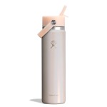 Hydro Flask Water Bottle - Insulated Stainless Steel - Wide Straw Lid, Non-Spill, Leakproof in 24 Oz Glimmer Cream