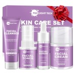 Skin Care Set,Anti-aging Beauty Gift Sets for Women Teens Girls,4 Pcs Gentle Facial Skin Care Kit with Cleanser, Toner,Serum, Face Cream Travel Skincare Kit,TSA-friendly Face Care Stocking Stuffers