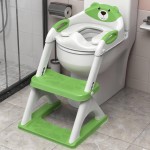 SKYROKU Potty Training Seat for Toddlers - 2-in-1 Adjustable potty ladder with Step Stool, Anti-Slip Cushion, Splash Guard & Extra-Wide Pedals, Supports 200+ lbs, Ideal for Boys & Girls (8899-Green)