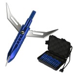 e5e10 12pcs Hunting Broadheads 100 Grain Archery Broadheads 420 Stainless Steel Higher Hardness 2-Blades + 1 pc Broadhead Case for Arrowheads (Blue1)