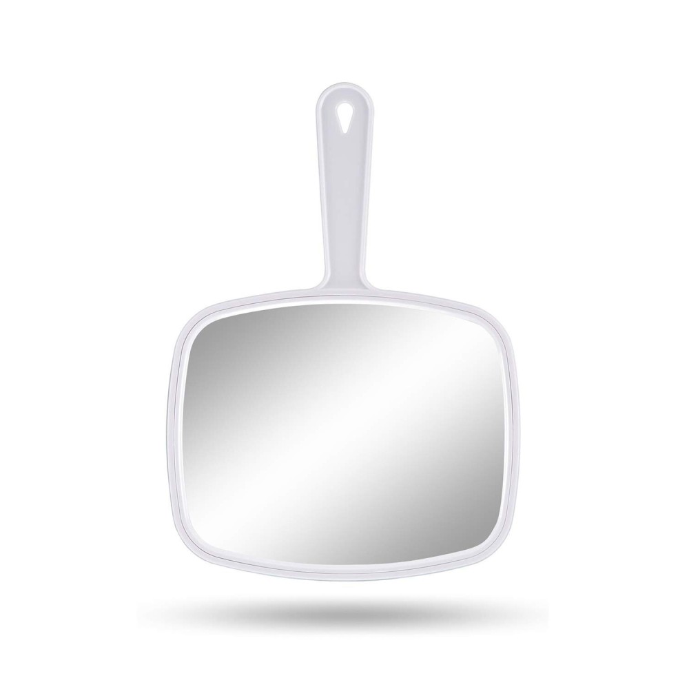 Gladmart Hand Mirror,10.3 L x 7.4 W Handheld Mirror with Handle for Barber Hairdressing,Square White