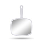 Gladmart Hand Mirror,10.3 L x 7.4 W Handheld Mirror with Handle for Barber Hairdressing,Square White