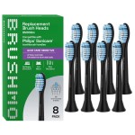 Brushmo Sensitive Replacement Toothbrush Heads Compatible with Phillips Sonicare (Sensitive, Black)