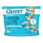Quest Nutrition Cheddar & Sour Cream Protein Chips, 19g Protein, 4g Net Carbs, Low Carb, Gluten Free, 1.1 oz, 4 count