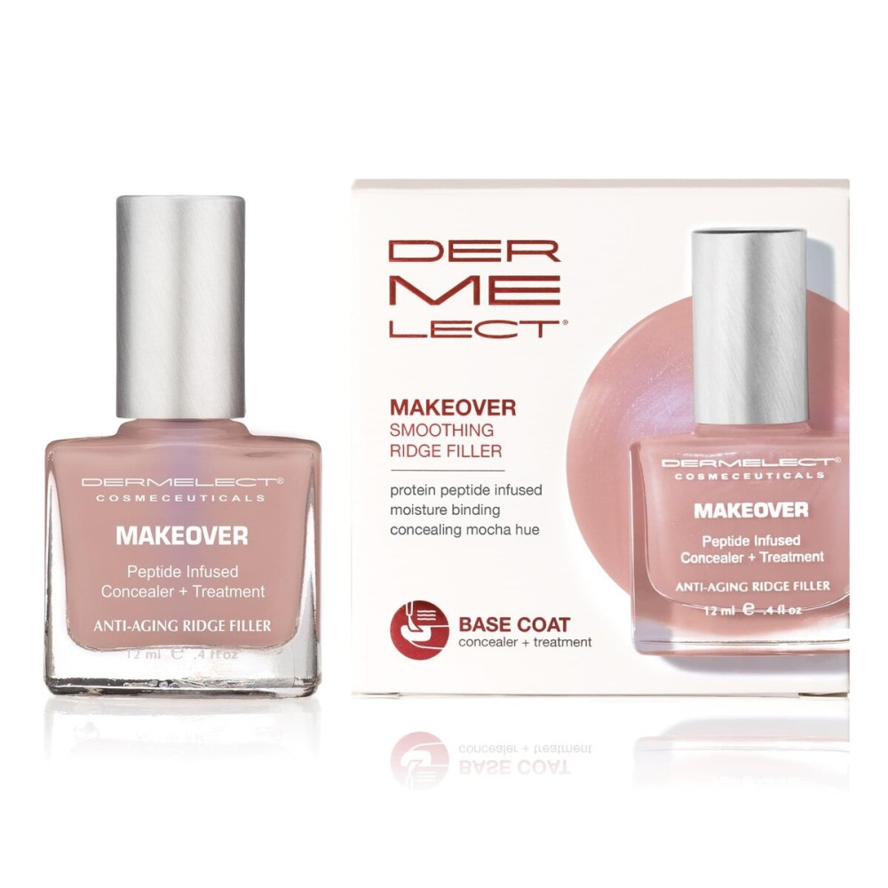 Dermelect MAKEOVER Smoothing Ridge Filler Mocha - Award-Winning Nail Treatment, Strengthens & Conceals Damaged, Brittle, Ridged, Peeling Nails - Base Coat & Nail Repair Formula 0.4 oz
