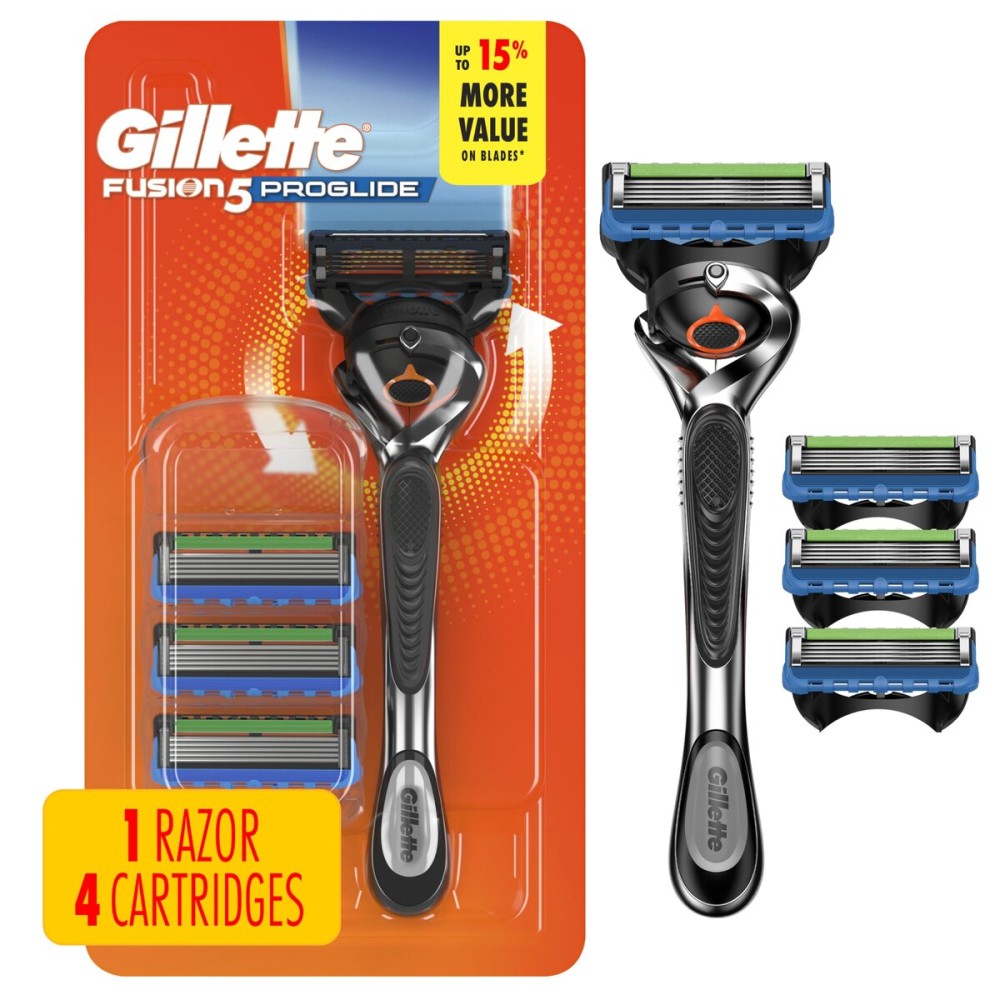 Gillette Fusion5 ProGlide Shaving Razor for Men, Razor Handle, 4 Razor Blade Refills, FlexBall Razor Handle and Precision Trimmer for Men