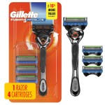 Gillette Fusion5 ProGlide Shaving Razor for Men, Razor Handle, 4 Razor Blade Refills, FlexBall Razor Handle and Precision Trimmer for Men