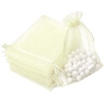 Akstore 50Pcs 5x7(13x18cm) Sheer Drawstring Organza Jewelry Pouches Wedding Party Christmas Favor Gift Bags (Beige, 5x7)
