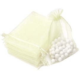 Akstore 50Pcs 5x7(13x18cm) Sheer Drawstring Organza Jewelry Pouches Wedding Party Christmas Favor Gift Bags (Beige, 5x7)