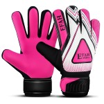 EFAH SPORTS Soccer Goalie Goalkeeper Gloves for Kids Boys Children Football Gloves with Strong Grips Palms (Pink, Size 6 Suitable for 13 to 15 Years Old)