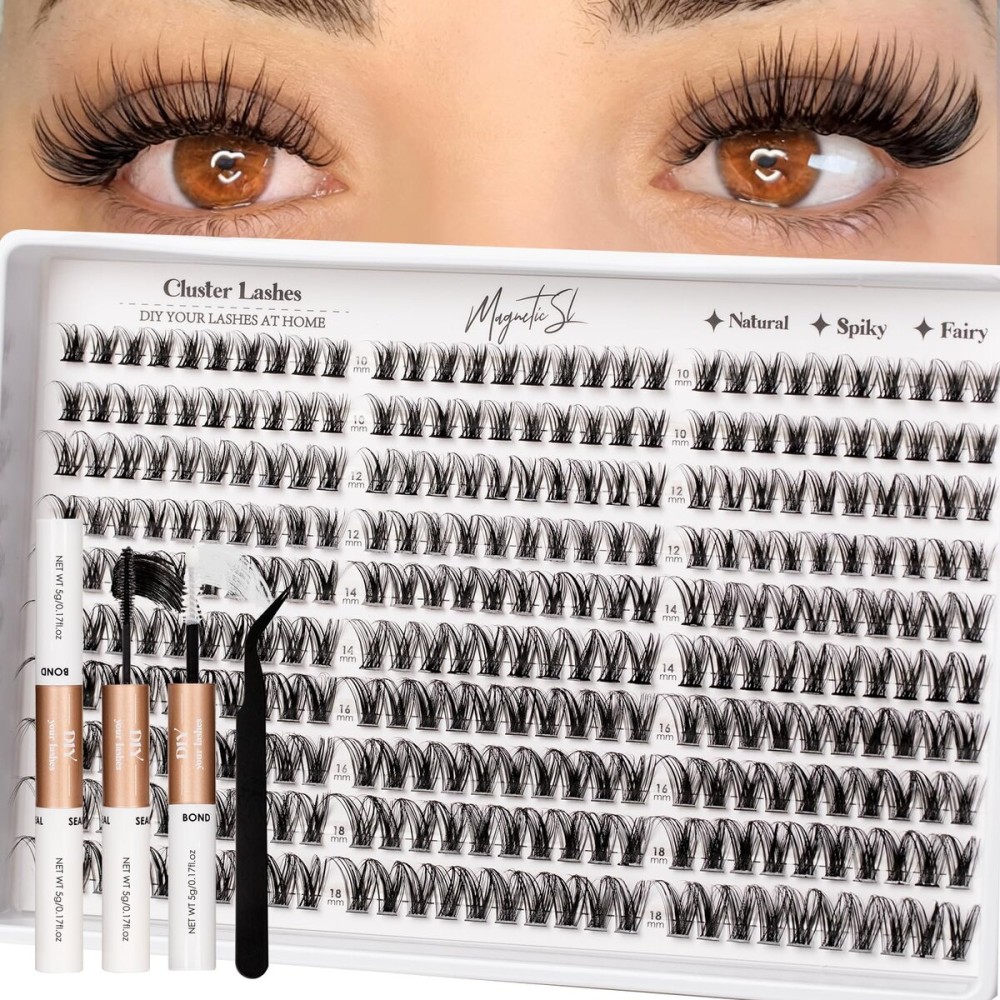 Lash Clusters 300pcs Manga Lash Extension Kit D Curl 10-18mm Cluster Eyelash Extensions Natural Lash Individual Lashes -M36-Natural