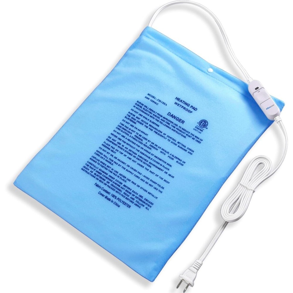 Boncare Stay-On Small Vinyl Electric Heating Pad for Neck and Shoulders and Back Without Auto-Off, Low & High Heat Levels, Waterproof Hot Heat Pad with Washable Cover (11.5x13.5, 1-Pack)