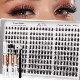 Lash Clusters 300pcs Manga Lash Extension Kit D Curl 10-18mm Cluster Eyelash Extensions Natural Lash Individual Lashes -M33-Natural