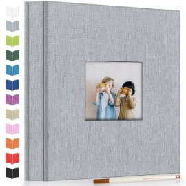Artfeel Photo Album Self Adhesive Scrapbook Album for 3x5 4x6 5x7 8x10 Pictures,120 Pages Linen Cover with Display Window DIY Photo Book,Ideal Gifts for Family Travel Wedding Baby