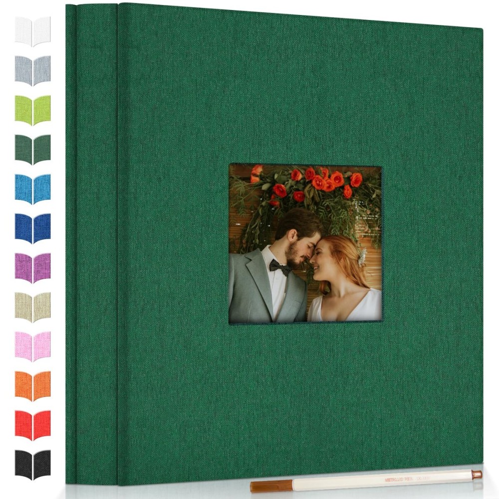 Artfeel Photo Album Self Adhesive Scrapbook Album for 3x5 4x6 5x7 8x10 Pictures,120 Pages Linen Cover with Display Window DIY Photo Book,Ideal Gifts for Family Travel Wedding Baby