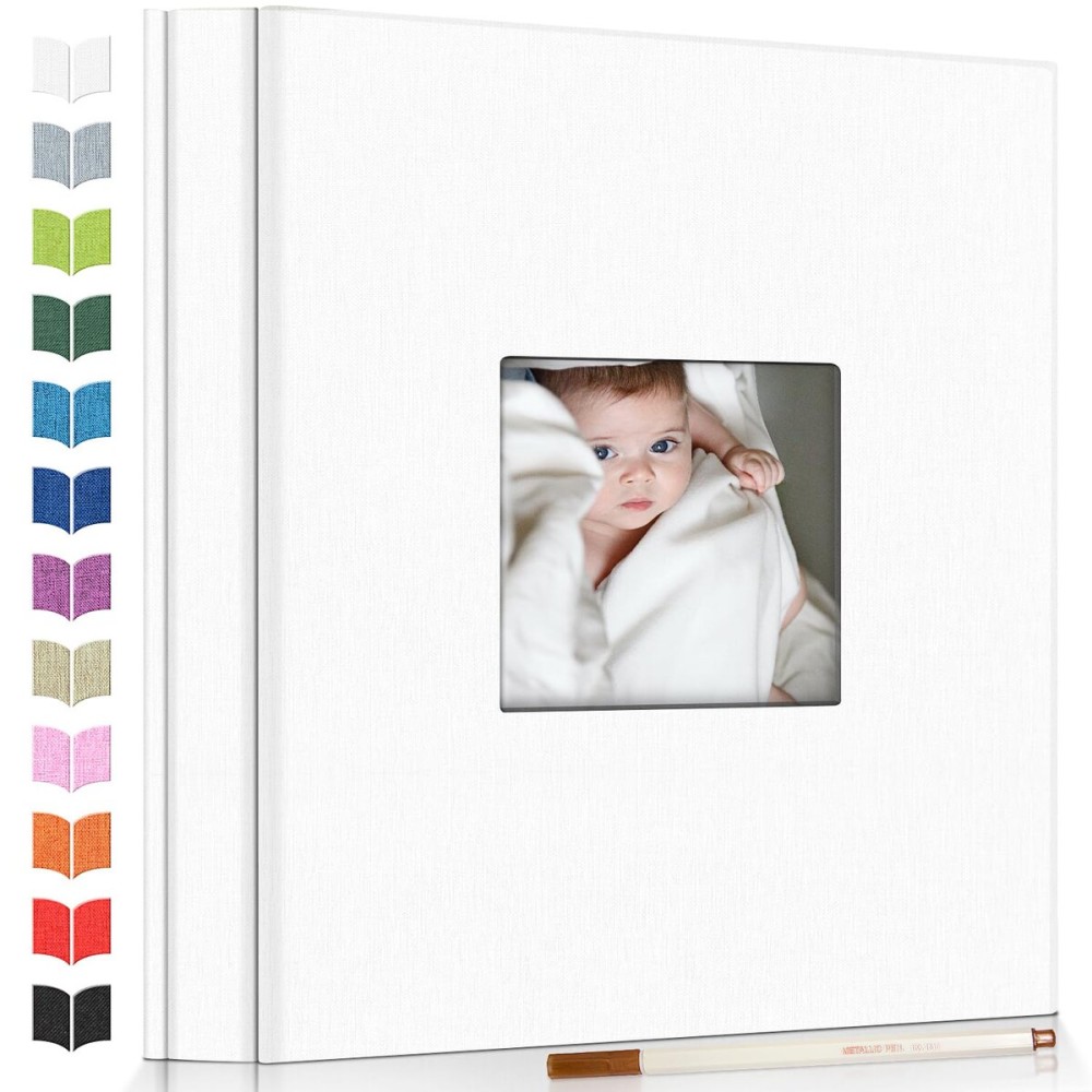 Artfeel Photo Album Self Adhesive Scrapbook Album for 3x5 4x6 5x7 8x10 Pictures,120 Pages Linen Cover with Display Window DIY Photo Book,Ideal Gifts for Family Travel Wedding Baby