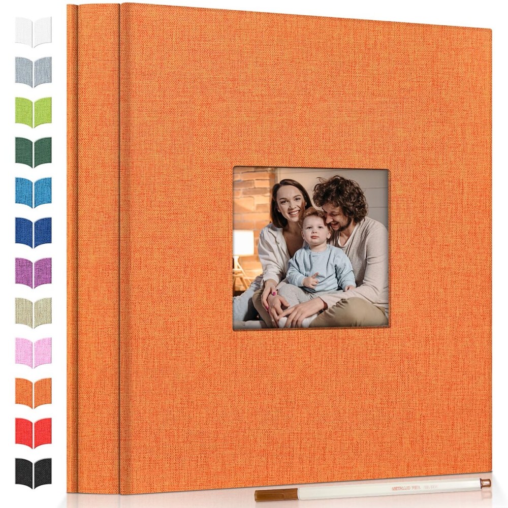 Artfeel Photo Album Self Adhesive Scrapbook Album for 3x5 4x6 5x7 8x10 Pictures,120 Pages Linen Cover with Display Window DIY Photo Book,Ideal Gifts for Family Travel Wedding Baby