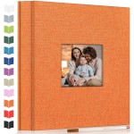 Artfeel Photo Album Self Adhesive Scrapbook Album for 3x5 4x6 5x7 8x10 Pictures,120 Pages Linen Cover with Display Window DIY Photo Book,Ideal Gifts for Family Travel Wedding Baby