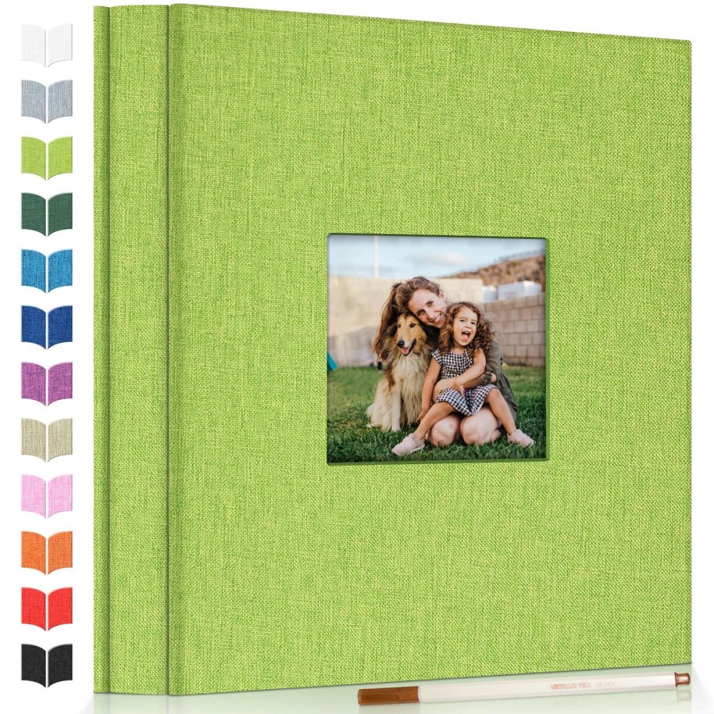 Artfeel Photo Album Self Adhesive Scrapbook Album for 3x5 4x6 5x7 8x10 Pictures,120 Pages Linen Cover with Display Window DIY Photo Book,Ideal Gifts for Family Travel Wedding Baby
