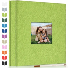 Artfeel Photo Album Self Adhesive Scrapbook Album for 3x5 4x6 5x7 8x10 Pictures,120 Pages Linen Cover with Display Window DIY Photo Book,Ideal Gifts for Family Travel Wedding Baby