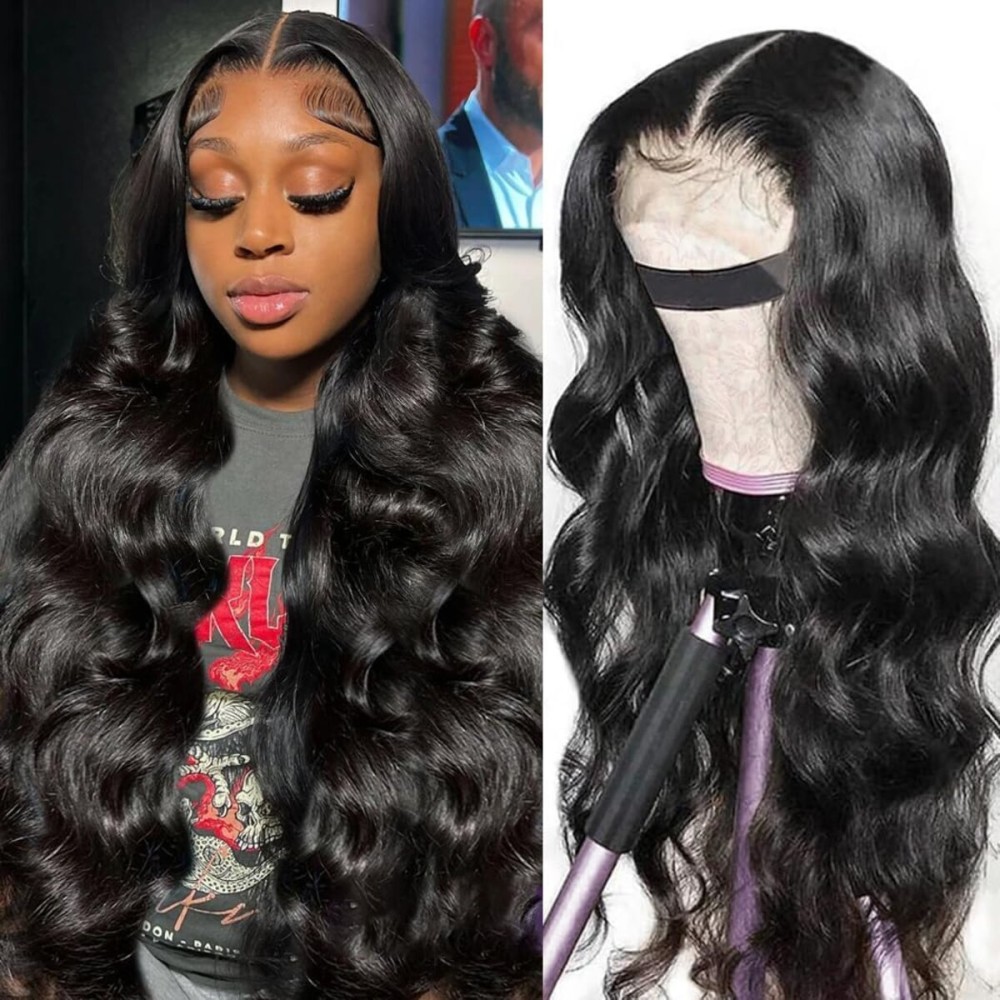 Uonoco Wear and Go Glueless Wigs Human Hair Pre Plucked Pre Cut 5x5 HD Lace Closure Wigs 180% Density Body Wave Lace Front Wigs for Women with Natural Hairline 16 Inch