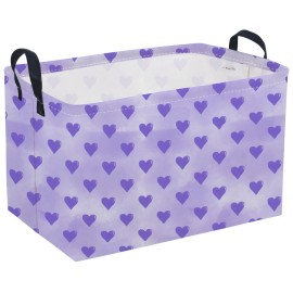 Sanjiaofeng Rectangular Valentine\'s Day Basket Love Storage Bins,Girls Storage Basket with Handles.Clothers,Books,Kid\'s Gifts Bins. (Purple love)