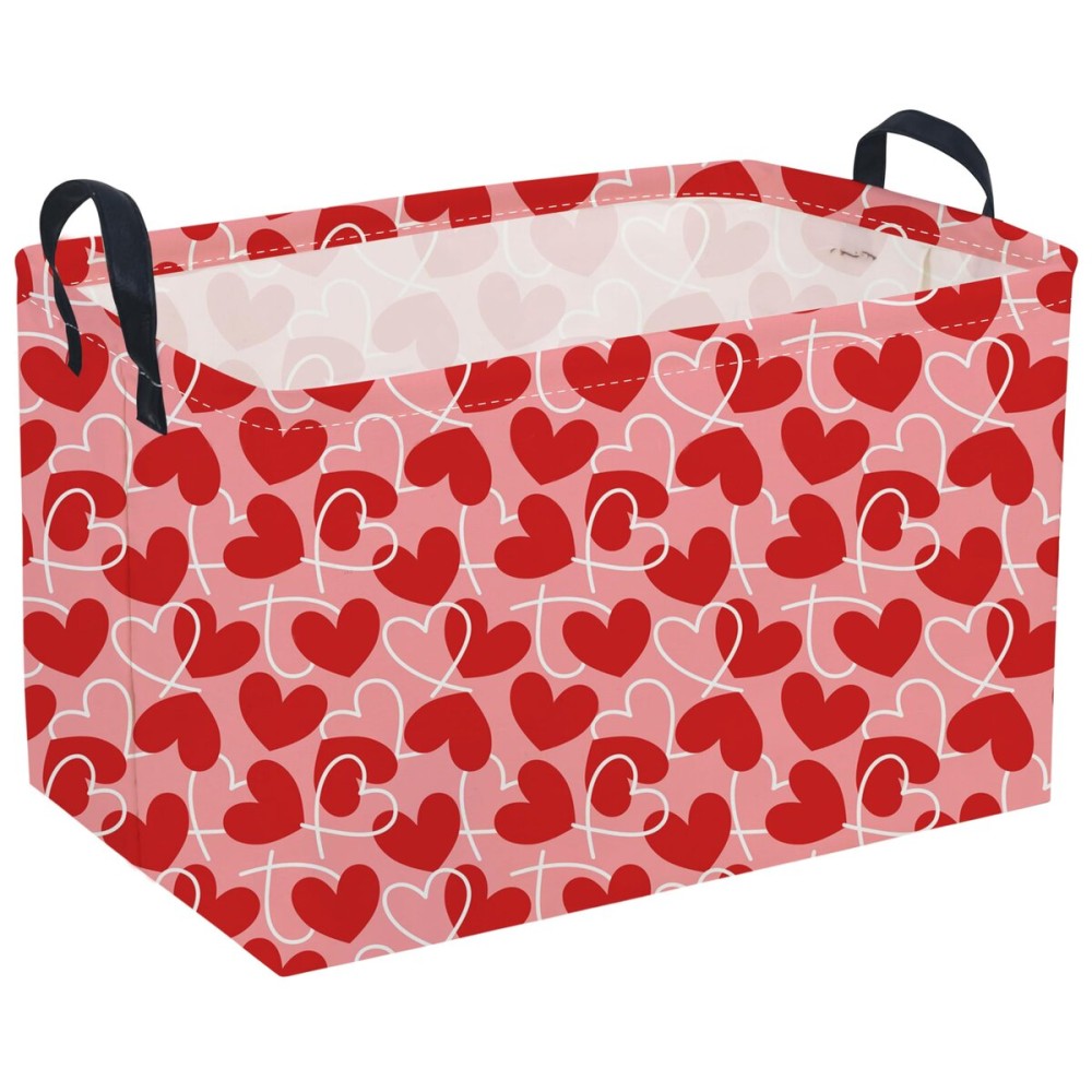 Sanjiaofeng Rectangular Valentine\'s Day Basket Love Storage Bins,Girls Storage Basket with Handles.Clothers,Books,Kid\'s Gifts Bins. (Overlapping Love)
