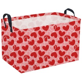 Sanjiaofeng Rectangular Valentine\'s Day Basket Love Storage Bins,Girls Storage Basket with Handles.Clothers,Books,Kid\'s Gifts Bins. (Overlapping Love)