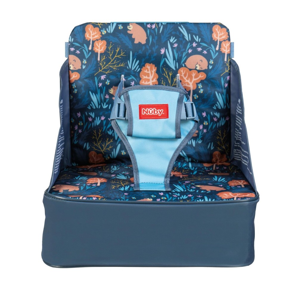 Nuby Easy Go Booster Seat - Travel Booster Seat for Babies and Toddlers with 3-Point Harness - 9+ Months - Bear Print