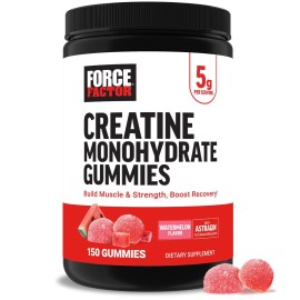 Force Factor Creatine Monohydrate Gummies, 5g Dose for Men & Women to Support Muscle, Strength, Recovery, Cognitive Health & Memory, Watermelon, 150 Gummies