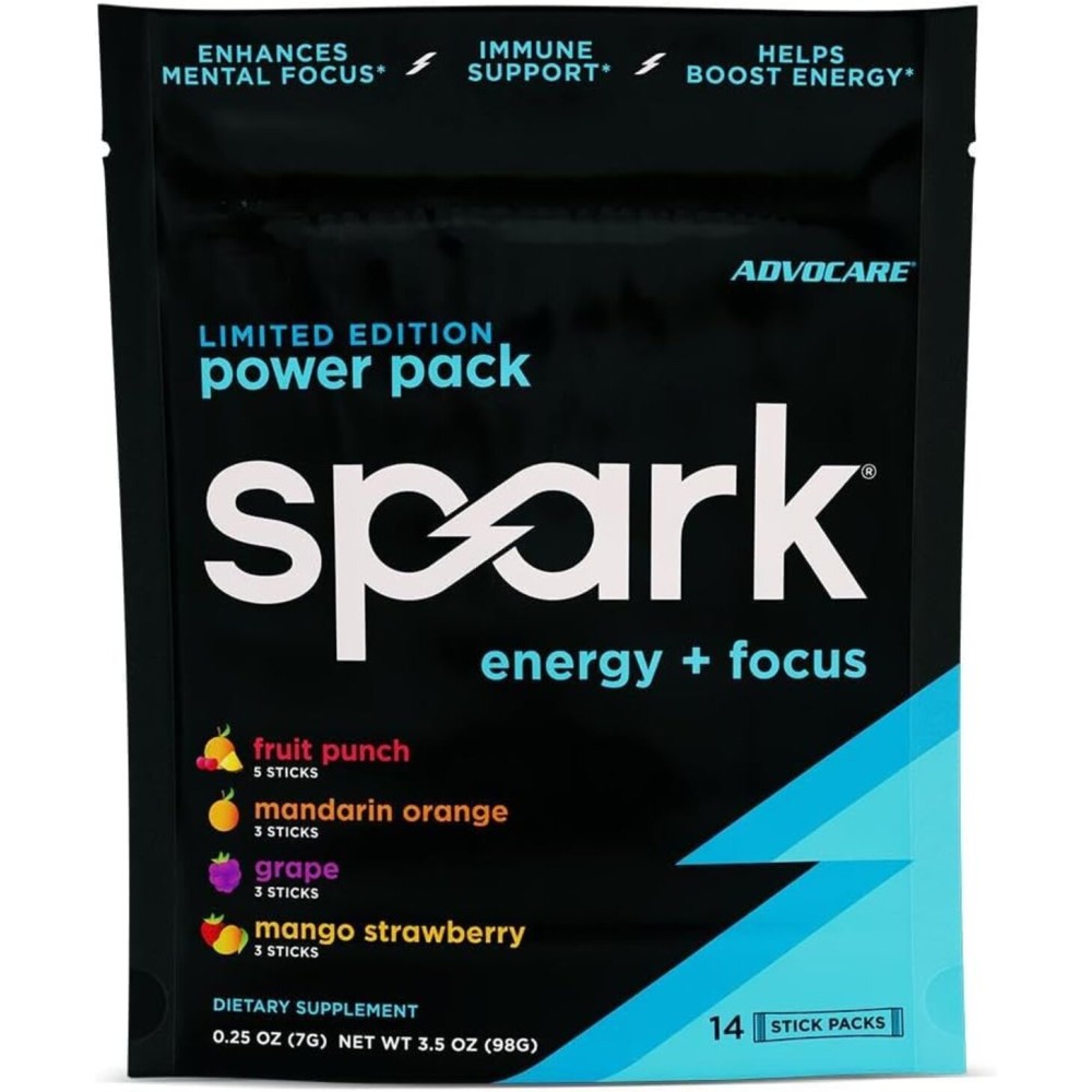 AdvoCare Spark - Energy Drink Mix - Vitamin & Amino Acid Supplement - Supports Energy & Focus - Portable Immune Support - Sugar-Free - 14 Servings- Variety Pack