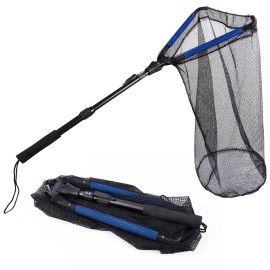 Fishing Landing Net with Telescoping Pole, Deep Netting with Small Mesh Hole, Aluminum Full Extended to 35.4 Inches