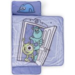Jay Franco Kids Nap Mat Cartoon Embedded Pillow & Blanket - Soft 46x20Microfiber Sleeping Bag with Name Tag & Handle for School, Travel, Sleepover, Purple - Monsters Inc