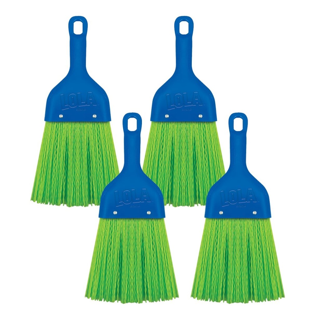 LOLA Whisk Broom, Hand Brush, 4 Pack Durable Bristles, Whisks Away Dirt & Debris, Compact, Hang Hole for Easy Storage, Indoor/Outdoor