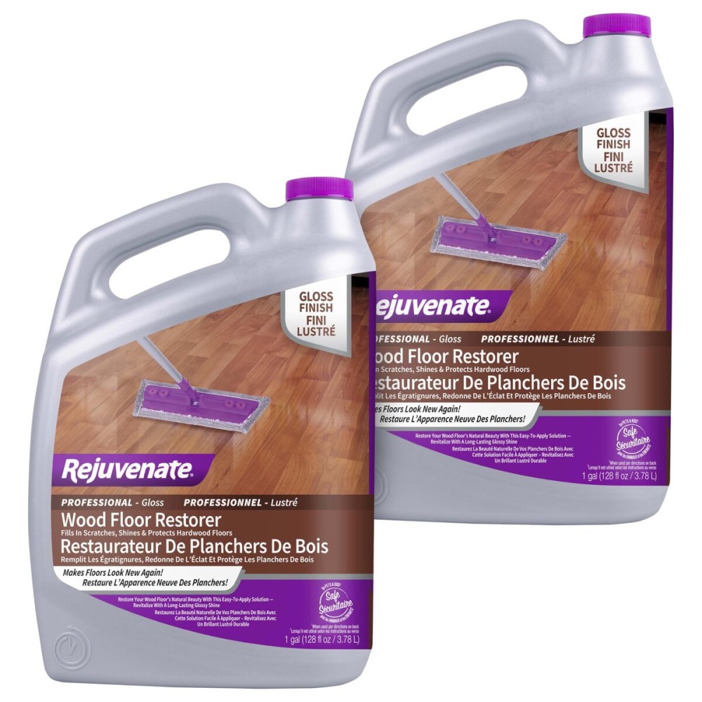 Rejuvenate Professional Wood Floor Restorer Fills Scratches, Shines And Protects Wood Flooring For A High Gloss Shine, 1 Gallon, 2 Pack