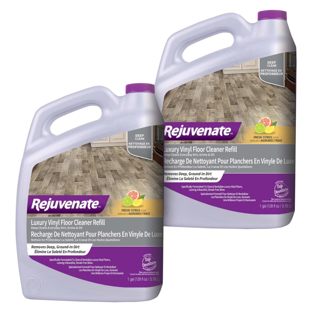 Rejuvenate Luxury Vinyl Floor Cleaner Refill, 1 Gallon, Gently Cleans and Revitalizes Luxury Vinyl Floors, 2 Pack