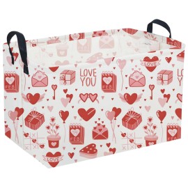Sanjiaofeng Rectangular Valentine\'s Day Basket Love Storage Bins,Girls Storage Basket with Handles.Clothers,Books,Kid\'s Gifts Bins. (Pink envelope)