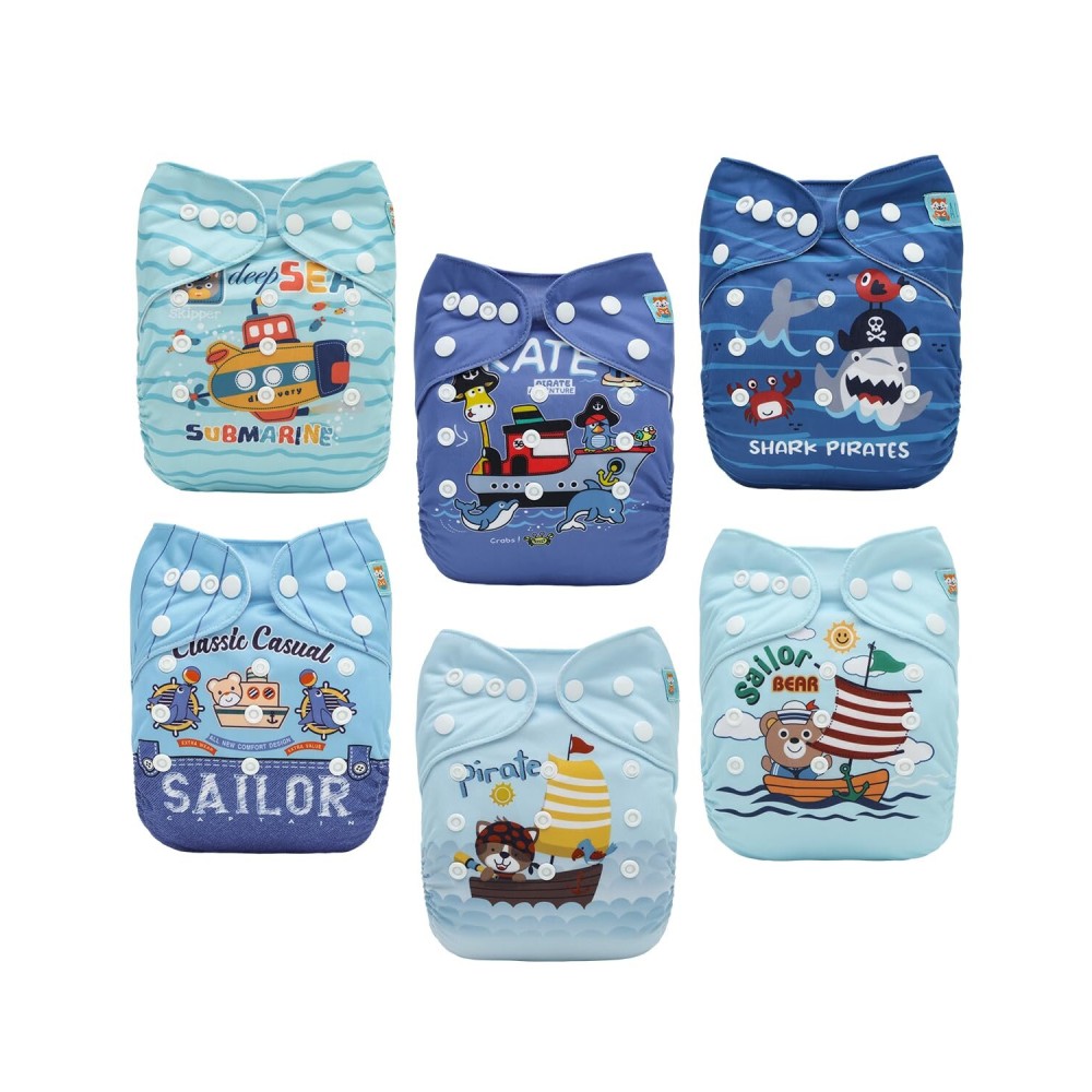 ALVABABY Baby Cloth Diapers 6 Pack with 12 Inserts Cloth Diaper Covers Adjustable Washable Reusable for Baby Girls and Boys 6DM133A