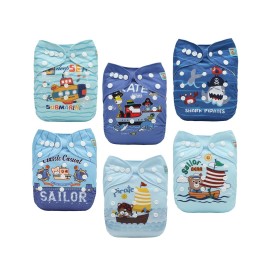 ALVABABY Baby Cloth Diapers 6 Pack with 12 Inserts Cloth Diaper Covers Adjustable Washable Reusable for Baby Girls and Boys 6DM133A