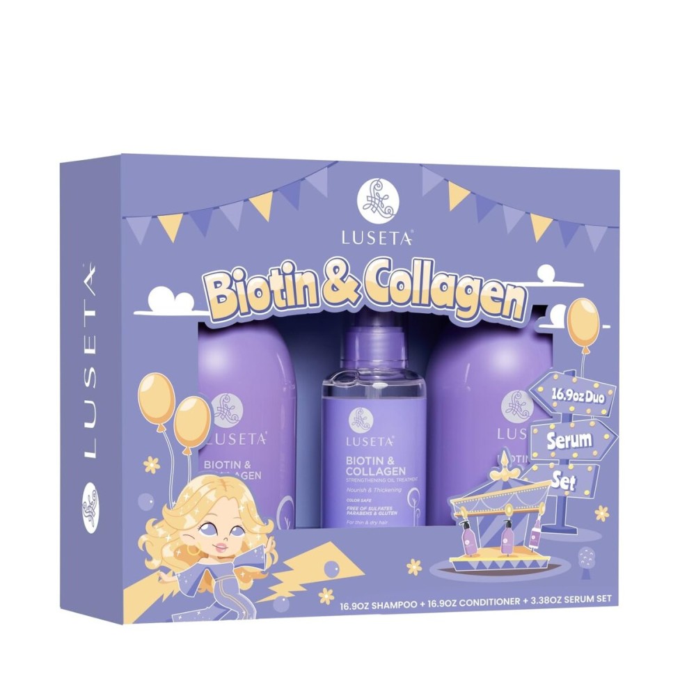 Luseta Biotin Trio Hair Care Set Moisturizing Shampoo and Conditioner Set and Hair Serum Thickening for Thinning Damaged Dry Hair