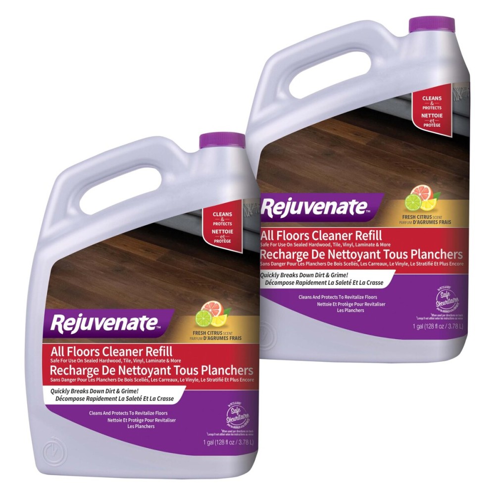 Rejuvenate All Floors Cleaner Refill, Breaks Down Dirt and Grime, Cleans and Protects Floors Throughout Your Home, Including Sealed Hardwood, Tile, Vinyl, Laminate and More, 1 Gallon, 2 Pack