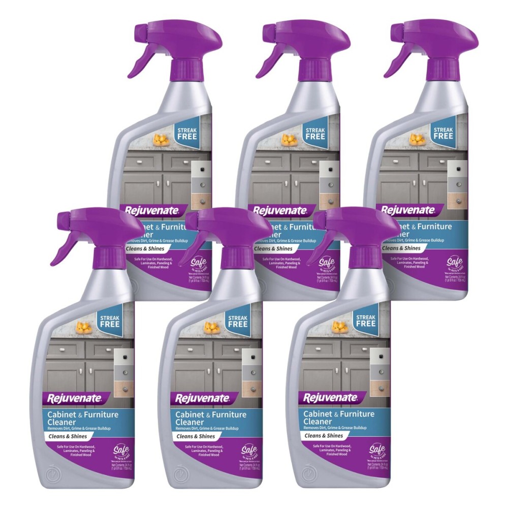 Rejuvenate Cabinet & Furniture Cleaner pH Neutral Streak and Residue Free Cleans Restores Protects, 24 Ounces, 6 Pack