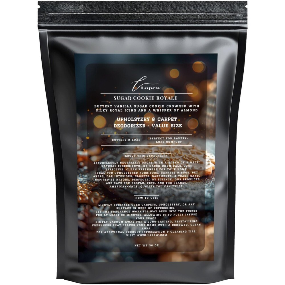 Lapew Sugar Cookie Royale Carpet Freshener Powder Value Size 36 oz | Powerful Odor Eliminator for Home | Upholstery Deodorizer | Carpet Deodorizer | Cat Litter Box