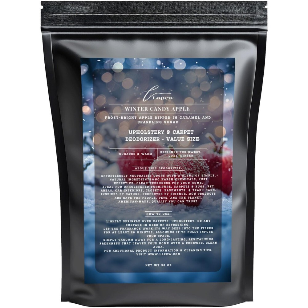 Lapew Winter Candy Apple Carpet Freshener Powder Value Size 36 oz | Powerful Odor Eliminator for Home | Upholstery Deodorizer | Carpet Deodorizer | Cat Litter Box