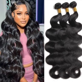 Katspon 12A Human Hair Bundles Body Wave 100% Unprocessed Brazilian Virgin Hair 3 Bundles Human Hair Extensions Quick Weave Human Hair (26 26 26 Inch)