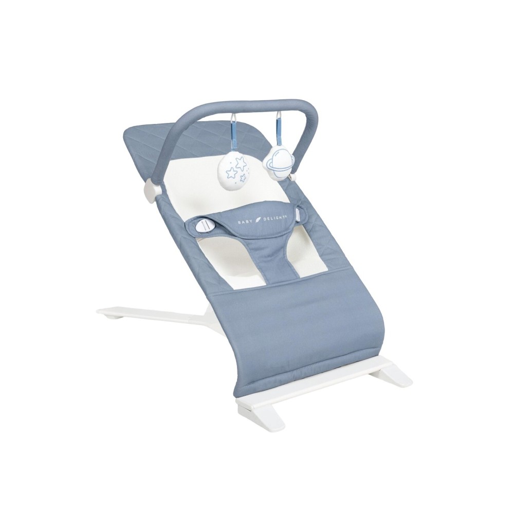 Baby Delight Alpine Deluxe Portable Baby Bouncer | Infant | 0-6 Months | 100% GOTS Certified Organic Cotton Fabric | Organic Dusty Blue