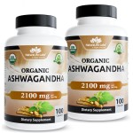 NaturaLife Labs Organic Ashwagandha 2100 mg per Serving - Root Powder & Extract - 100 Capsules - Vegan, Non-GMO, Gluten-Free (2 Pack)